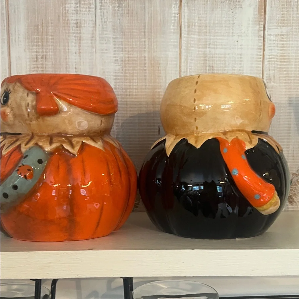 Scarecrow Mugs with Crow Detail Vintage Fall Halloween Decoration Set‎